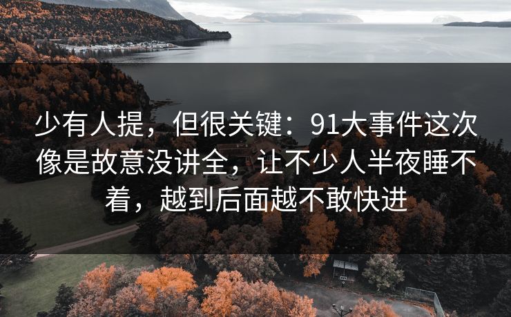 少有人提，但很关键：91大事件这次像是故意没讲全，让不少人半夜睡不着，越到后面越不敢快进