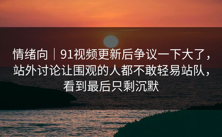情绪向｜91视频更新后争议一下大了，站外讨论让围观的人都不敢轻易站队，看到最后只剩沉默