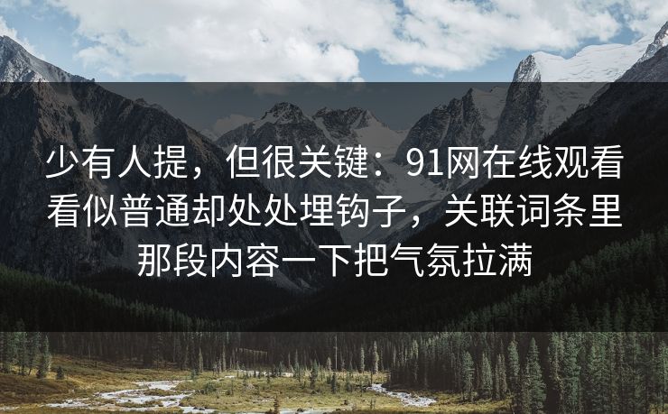 少有人提，但很关键：91网在线观看看似普通却处处埋钩子，关联词条里那段内容一下把气氛拉满