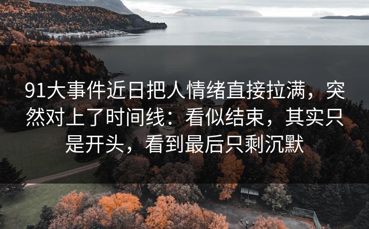 91大事件近日把人情绪直接拉满，突然对上了时间线：看似结束，其实只是开头，看到最后只剩沉默