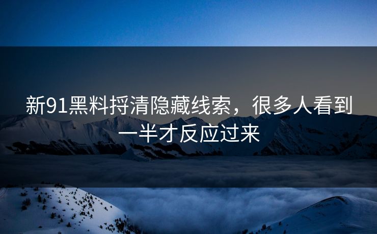 新91黑料捋清隐藏线索，很多人看到一半才反应过来