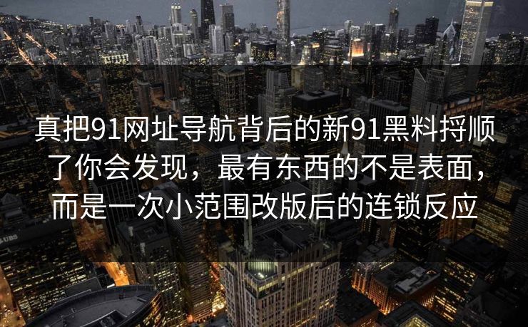 真把91网址导航背后的新91黑料捋顺了你会发现，最有东西的不是表面，而是一次小范围改版后的连锁反应