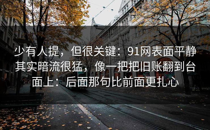 少有人提，但很关键：91网表面平静其实暗流很猛，像一把把旧账翻到台面上：后面那句比前面更扎心